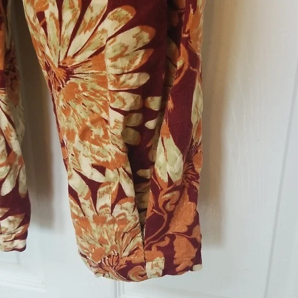 Free People Shasta Print Corduroy Shortsleeve Jumpsuit Floral Back Out Cutout - Picture 8 of 17